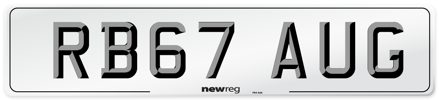 RB67 AUG Number Plate from New Reg